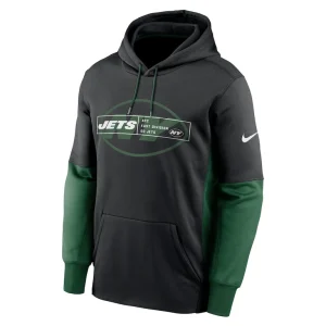 New york jets nike color block fleece performance pullover hoodie Black M