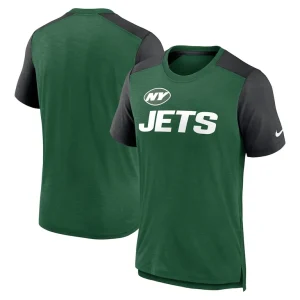 New york jets nike color block team name t shirt Heathered greenheathered black