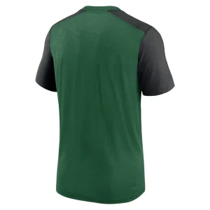 New york jets nike color block team name t shirt Heathered greenheathered black L