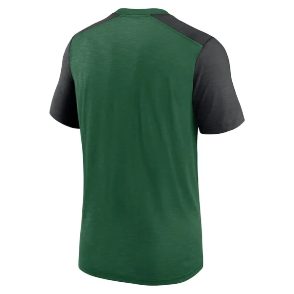 New york jets nike color block team name t shirt Heathered greenheathered black L