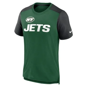 New york jets nike color block team name t shirt Heathered greenheathered black M