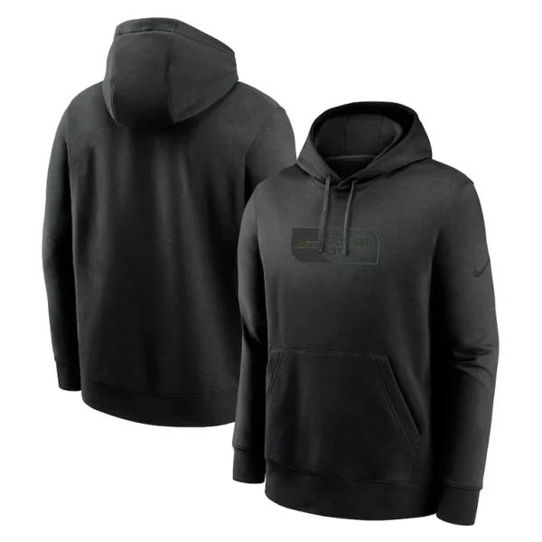 New york jets nike edge french terry club pullover hoodie Black
