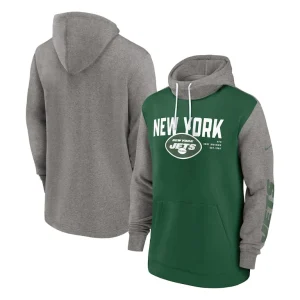 New york jets nike fashion color block pullover hoodie Green