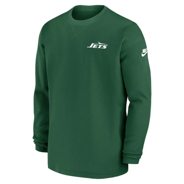 New york jets nike legacy sideline heavy brushed waffle long sleeve top Green M