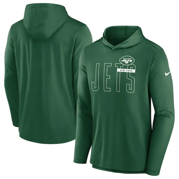 New york jets nike lightweight performance hooded long sleeve t shirt Green