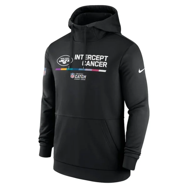 New york jets nike nfl crucial catch therma performance pullover hoodie Black M