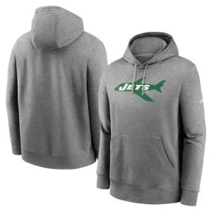 New york jets nike rewind club fleece pullover hoodie Heathered gray