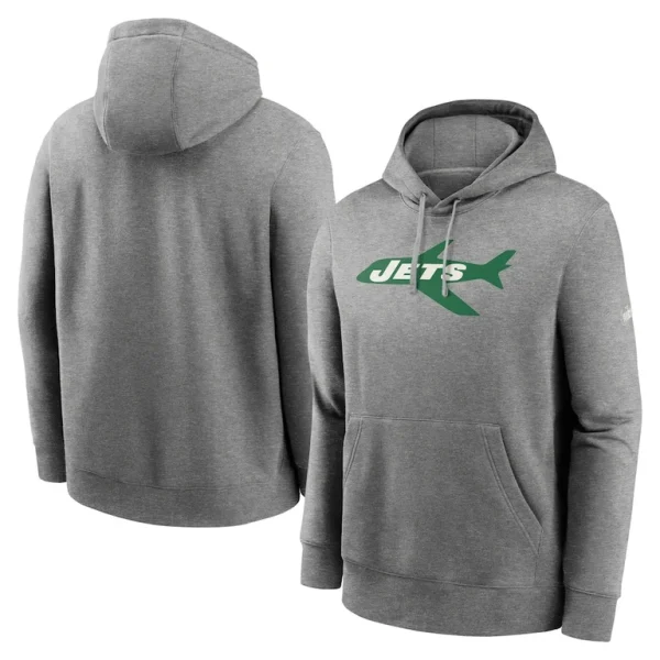 New york jets nike rewind club fleece pullover hoodie Heathered gray