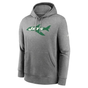 New york jets nike rewind club fleece pullover hoodie Heathered gray M