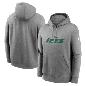 New york jets nike rewind club logo pullover hoodie Heather gray