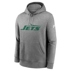 New york jets nike rewind club logo pullover hoodie Heather gray M
