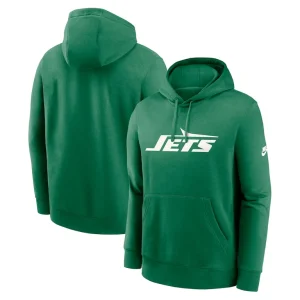 New york jets nike rewind club logo pullover hoodie Kelly green