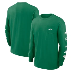New york jets nike rewind heavy max 90 pocket long sleeve t shirt Green