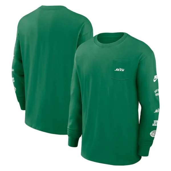 New york jets nike rewind heavy max 90 pocket long sleeve t shirt Green