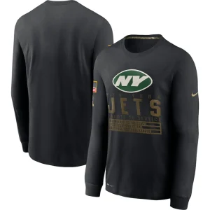 New york jets nike salute to service sideline performance long sleeve t shirt Black