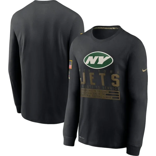 New york jets nike salute to service sideline performance long sleeve t shirt Black