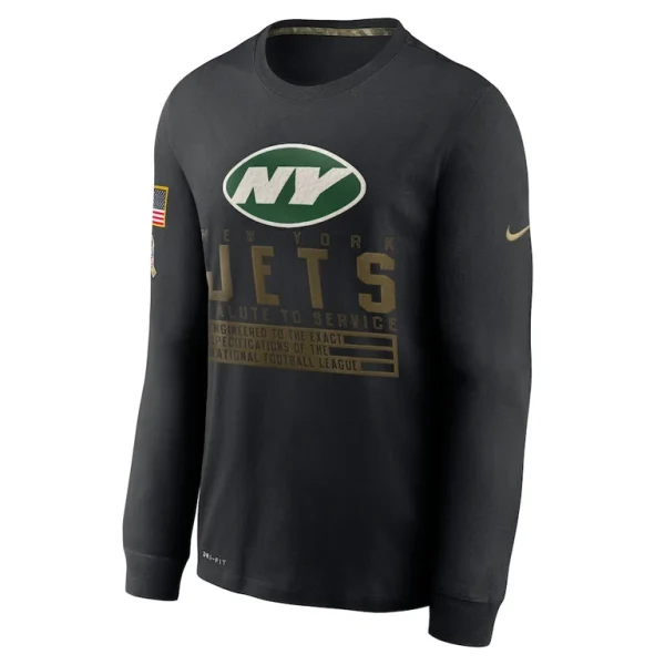 New york jets nike salute to service sideline performance long sleeve t shirt Black M