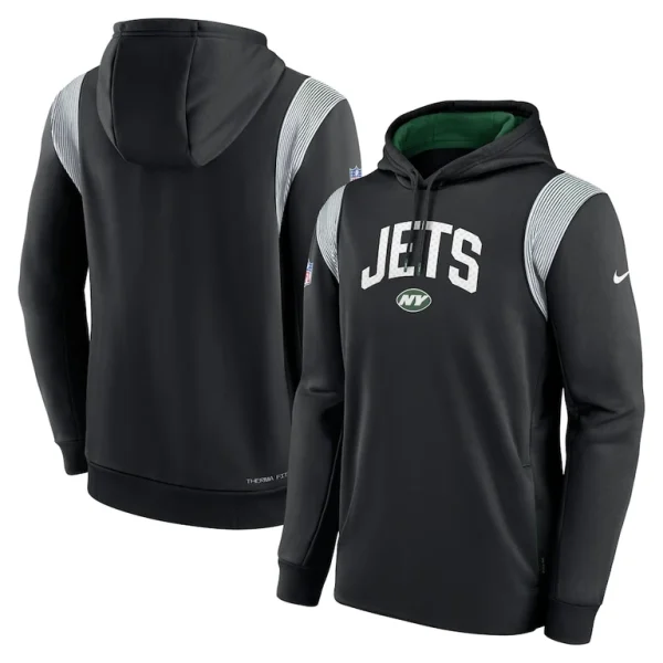New york jets nike sideline athletic stack performance pullover hoodie Black