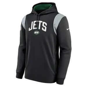 New york jets nike sideline athletic stack performance pullover hoodie Black M