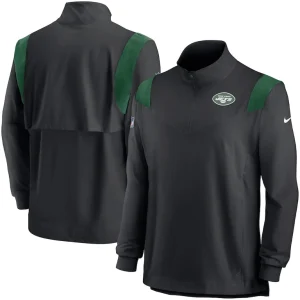 New york jets nike sideline coach chevron lockup quarter zip long sleeve top Black