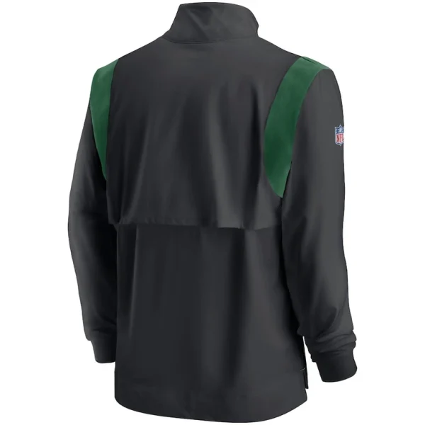 New york jets nike sideline coach chevron lockup quarter zip long sleeve top Black L