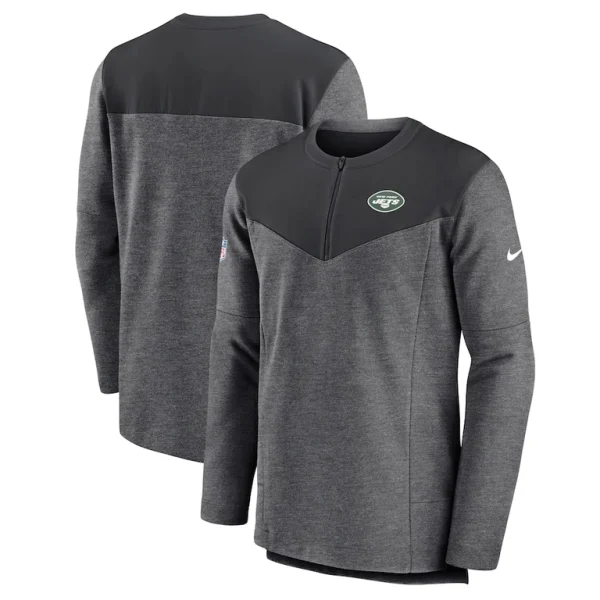 New york jets nike sideline lockup performance quarter zip top Charcoal