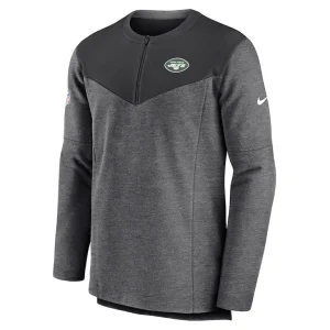 New york jets nike sideline lockup performance quarter zip top Charcoal M
