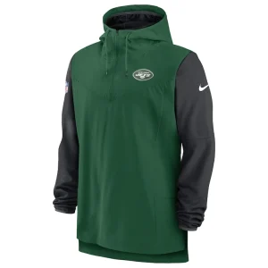 New york jets nike sideline player quarter zip hoodie Greenblack M