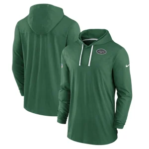 New york jets nike sideline pop performance pullover long sleeve hoodie t shirt Green