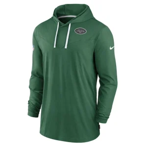 New york jets nike sideline pop performance pullover long sleeve hoodie t shirt Green M