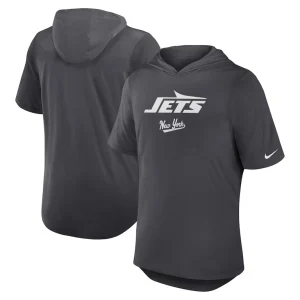 New york jets nike tri blend performance hoodie t shirt anthracite Multi