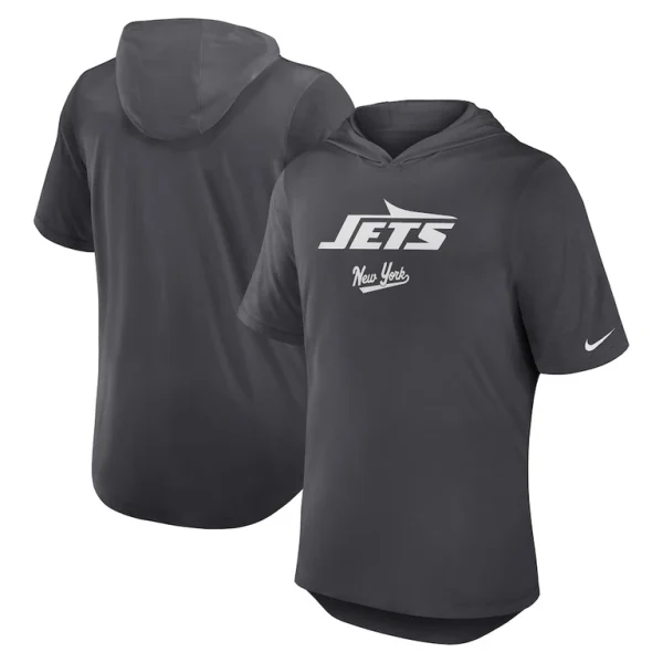 New york jets nike tri blend performance hoodie t shirt anthracite Multi