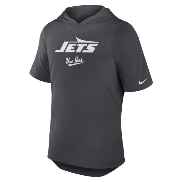 New york jets nike tri blend performance hoodie t shirt anthracite Multi M
