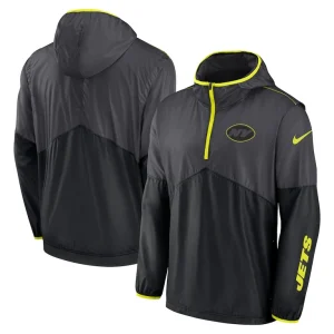 New york jets nike volt hoodie half zip jacket anthracite Multi