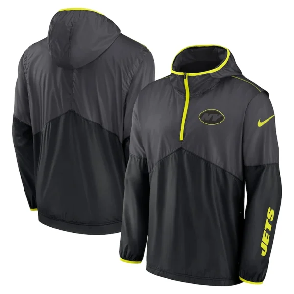 New york jets nike volt hoodie half zip jacket anthracite Multi