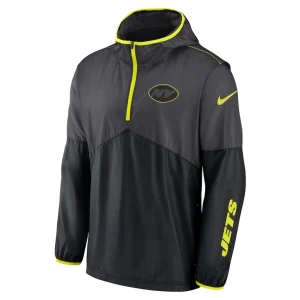 New york jets nike volt hoodie half zip jacket anthracite Multi M