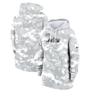 New york jets nike womens 2024 salute to service club fleece oversized pullover hoodie Arctic camo