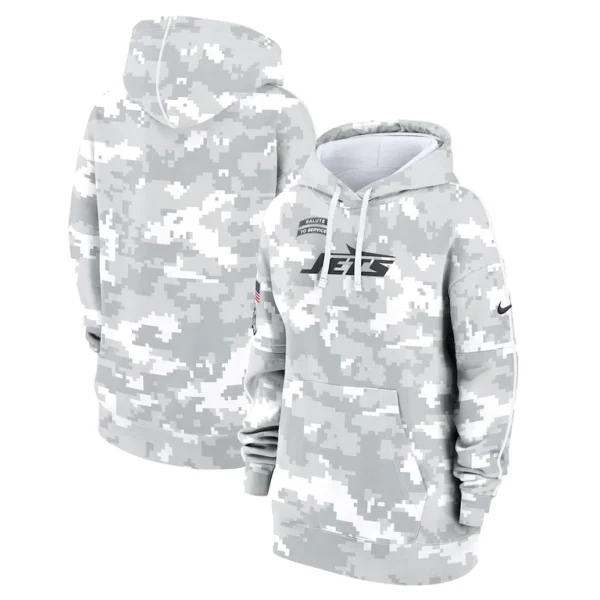 New york jets nike womens 2024 salute to service club fleece oversized pullover hoodie Arctic camo