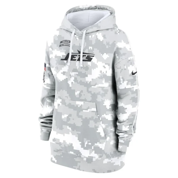 New york jets nike womens 2024 salute to service club fleece oversized pullover hoodie Arctic camo S