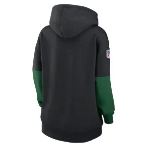 New york jets nike womens 2024 sideline essential fleece pullover hoodie Black M