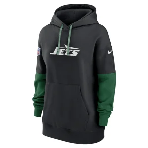 New york jets nike womens 2024 sideline essential fleece pullover hoodie Black S