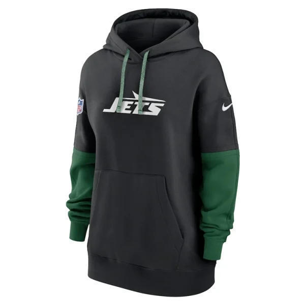 New york jets nike womens 2024 sideline essential fleece pullover hoodie Black S
