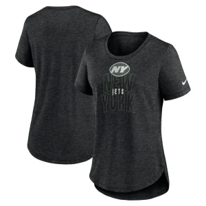 New york jets nike womens fashion tri blend t shirt Heather black