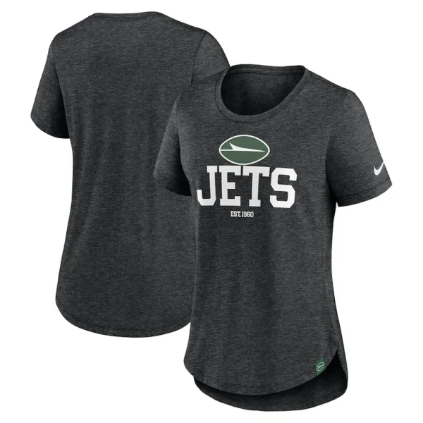 New york jets nike womens fashion tri blend t shirt Heather black