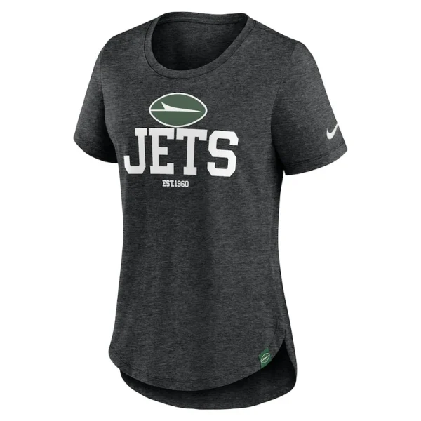 New york jets nike womens fashion tri blend t shirt Heather black S