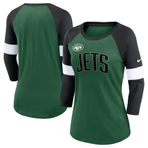 New york jets nike womens football pride raglan 34 sleeve t shirt Heather greenheather black