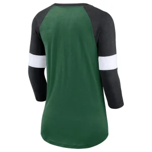 New york jets nike womens football pride raglan 34 sleeve t shirt Heather greenheather black M