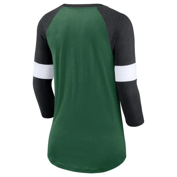 New york jets nike womens football pride raglan 34 sleeve t shirt Heather greenheather black M
