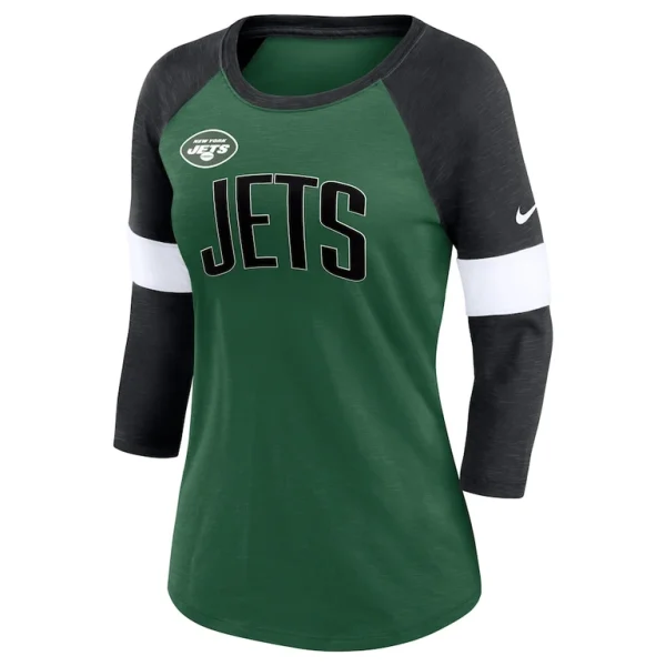 New york jets nike womens football pride raglan 34 sleeve t shirt Heather greenheather black S