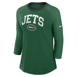 New york jets nike womens raglan 34 sleeve t shirt Green S
